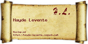 Hayde Levente névjegykártya